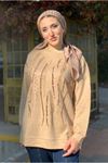 26K4418 - CAMEL - NAKIŞLI TUNİK
