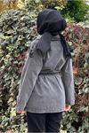 26K5341 - ANTRASİT - KEMERLİ KOT BLAZER CEKET