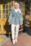 26K5341 -  AÇIK MAVİ - KEMERLİ KOT BLAZER CEKET