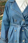 26K5341 -  KOYU MAVİ - KEMERLİ KOT BLAZER CEKET