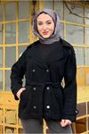 26K5341 - SİYAH  - KEMERLİ KOT BLAZER CEKET