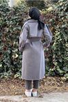 26K5326 - GRİ  - GABARDİN UZUN TRENCH  KOT