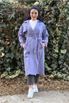 26K5326 - LİLA - GABARDİN UZUN TRENCH  KOT