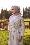 26K5388 - KREM  - ŞAL YAKA DENİM TRENCH KOT 
