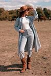 26K5352 - AÇIK MAVİ -  REGLAN KOL TRENCH KOT