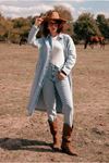 26K5352 - AÇIK MAVİ -  REGLAN KOL TRENCH KOT
