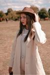 26K5352 - KREM  -  REGLAN KOL TRENCH KOT