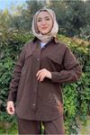 26K5287 - KAHVE - SIRTI ÖRME DETAYLI GABARDİN CEKET