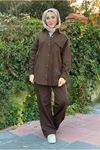 26K5287 - KAHVE - SIRTI ÖRME DETAYLI GABARDİN CEKET