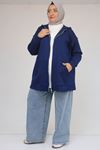 43072 Büyük Beden Waterport Biyeli Modal Ceket - İndigo