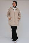 43072 Büyük Beden Waterport Biyeli Modal Ceket - Bej