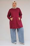 26K58133 - BORDO - Büyük Beden Kanguru Cepli Modal Tunik