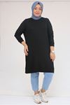 26K58120 - SİYAH -  Büyük Beden Manşetli Çilek Tunik