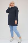 58166 Büyük Beden Makas Mir Tunik - Lacivert