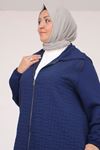 26K53042 - İNDİGO -  Büyük Beden Kolları Lastikli Modal-Kapitone Kap 