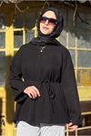 26K7048 - SİYAH - BAĞLAMA İPLİ TUNİK