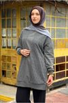 26K7052 - ANTRASİT - ÖRGÜ DETAYLI TUNİK