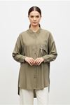 26Y7070 - YAĞ YEŞİLİ - TAŞLI ŞIK GÖMLEK 