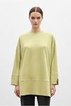 26Y7078 - YAĞ YEŞİLİ - BASİC YIRTMAÇLI TUNİK 
