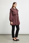 26Y7242 - BORDO - KEMERLİ FERMUARLI CEKET