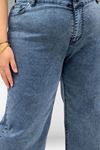 59037 Büyük Beden Önü Taşlı Bol Paça Kot Pantolon - Lacivert
