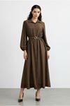 26Y7434 - KAHVE - KEMERLİ PARAŞÜT ELBİSE