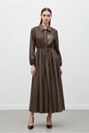 26Y7424 - KAHVE - PARAŞÜT CEPLİ ELBİSE 
