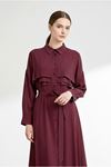 26Y7426 - BORDO - KAT DETAY KUŞAKLI ELBİSE