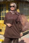 26Y7056 - KAHVE - FERMUARLI CEP DETAY TUNİK 