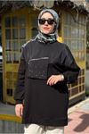 26Y7056 - SİYAH - FERMUARLI CEP DETAY TUNİK 