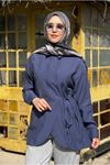 26Y7084 - İNDİGO - BELİ BAĞLAMALI TUNİK