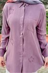 26Y6505 - LİLA - YILDIZ TENCEL GÖMLEK