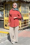 26Y7094 - KİREMİT - ÇİÇEK TAŞLI MODAL GÖMLEK