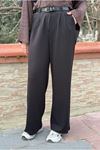 26Y7390 - SİYAH - KEMER DETAYLI BOL PAÇA PANTOLON