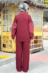 26Y6675 - BORDO - GARNİ DETAYLI BAĞCIKLI TAKIM