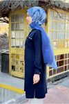 26Y6525 - LACİVERT - TAŞLI PÜSKÜL DETAY UZUN MODAL GÖMLEK
