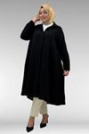 58093 Büyük Beden Mevlana Kesim Müslin Gömlek - Siyah