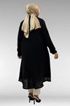 58093 Büyük Beden Mevlana Kesim Müslin Gömlek - Siyah