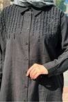 26Y6550 - SİYAH - SIRALI BONCUK İŞLEMELİ GÖMLEK