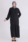 26YV7525 - SİYAH - Büyük Beden Tesettür Elbise