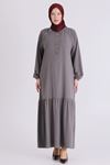26YV7525 - DUMAN GRİ - Büyük Beden Tesettür Elbise
