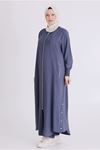 26YV2829 - DUMAN MAVİ - Büyük Beden Tesettür Ferace