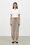 26Y7395 - VİZON - PAÇASI BÜZGÜLÜ TENCEL PANTOLON
