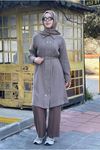 26Y6570 - VİZON - BELİ SEYYAR KEMERLİ KAP TUNİK