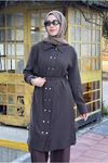 26Y6570 - KAHVE - BELİ SEYYAR KEMERLİ KAP TUNİK