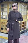 26Y6570 - KAHVE - BELİ SEYYAR KEMERLİ KAP TUNİK