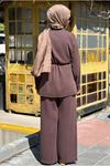 26Y6624 - KAHVE - TENCEL KOT BAĞLAMALI TAKIM