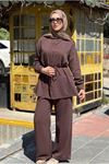 26Y6624 - KAHVE - TENCEL KOT BAĞLAMALI TAKIM