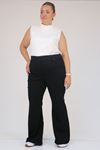 9137-21 Büyük Beden İspanyol Paça Kot Pantolon - Siyah