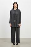 26Y6644 - SİYAH - KAPÜŞONLU FERMUARLI TAKIM